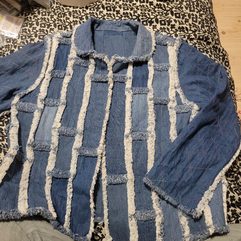 Blue and White Patchwork Jacket